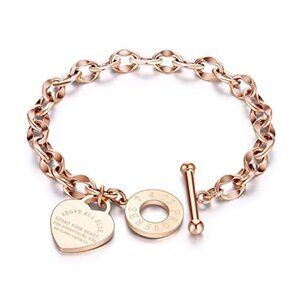 Heart Charm Bracelet  Stainless Steel Love for Women Romantic Gift